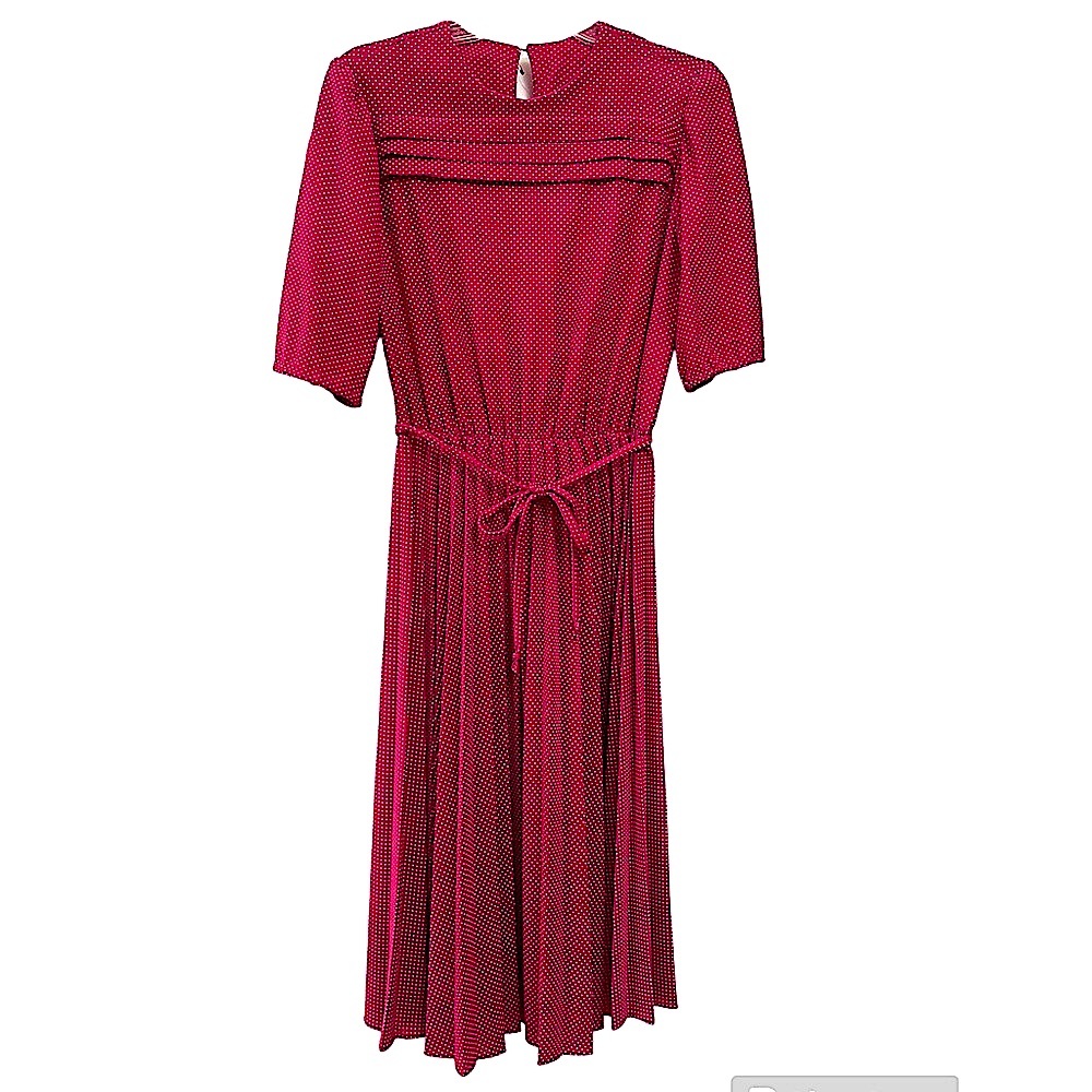 Laurel Ridge Vintage Polka Dot Pleated Pintuck Dress Size Small